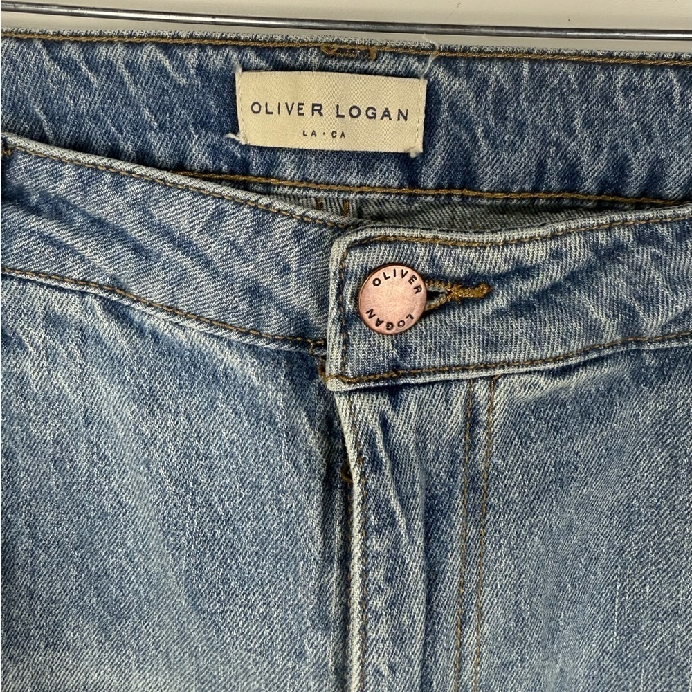 Oliver Logan women’s medium wash Aberdeen wide leg crop denim jeans. Size 33 NWT - Picture 6 of 10